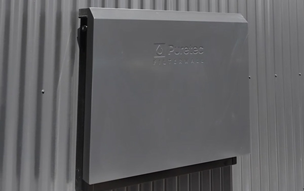 Puretec FilterWall mounted on the exterior of an 8 star sustainable home